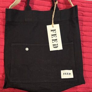 FEED Project Black Canvas Tote Bag NWT